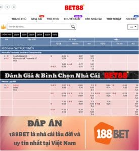 BET88 cập nhật tỷ lệ cược nhanh và chính xác
